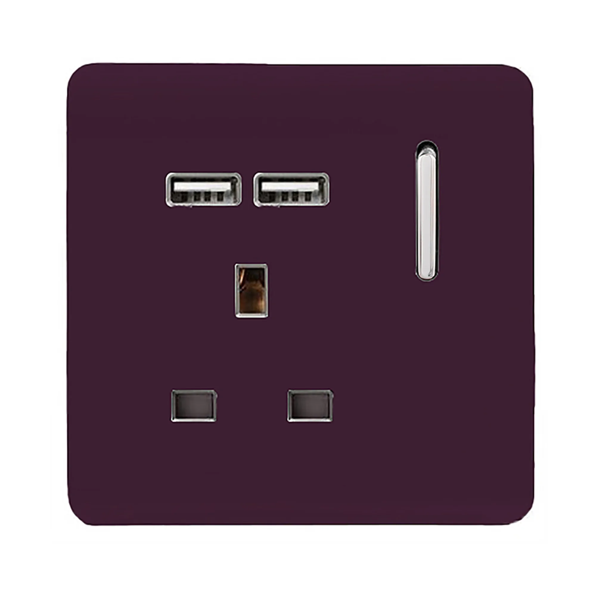 ART-SKT13USBPL  1 Gang 13Amp Switched Single Socket With 2 x USB Plum